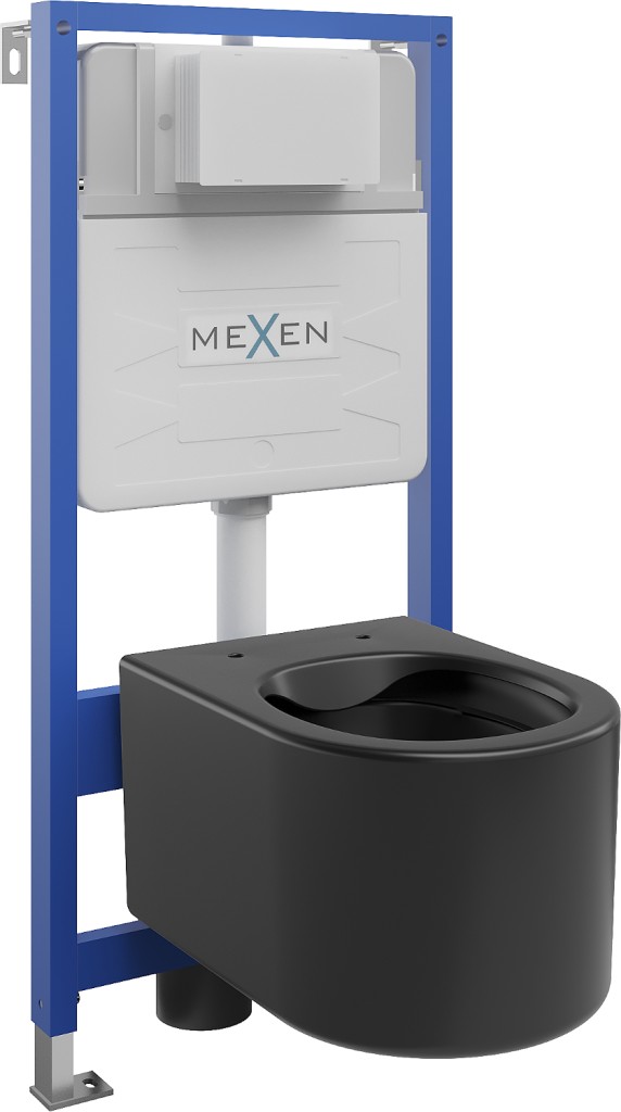 MEXEN/S - WC predstenová inštalačná sada Fenix Slim s misou WC Sofia, čierna mat 6103354XX85