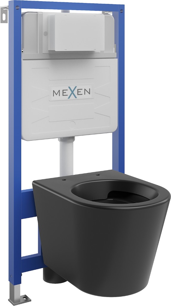 MEXEN/S - WC predstenová inštalačná sada Fenix Slim s misou WC Rico, čierna mat 6103372XX85