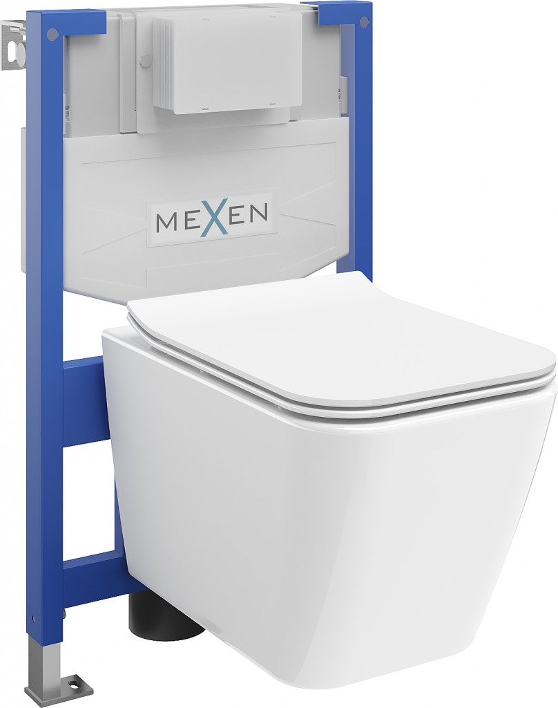 MEXEN/S - WC predstenová inštalačná sada Fenix XS-F s misou WC Cube sedátko softclose, biela 68030924000