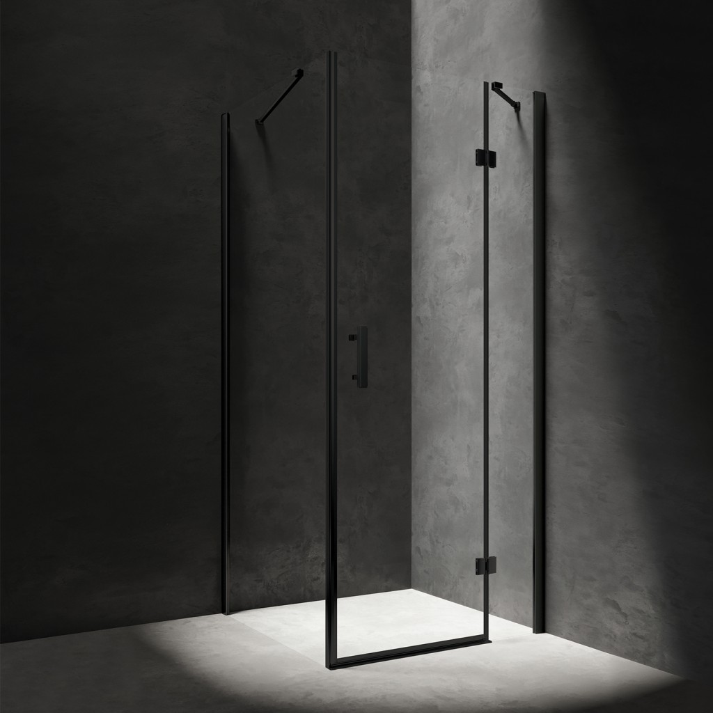 OMNIRES - MANHATTAN štvorcový sprchovací kút s krídlovými dverami, 90 x 90 cm čierna mat / transparent /BLMTR/ MH9090BLTR