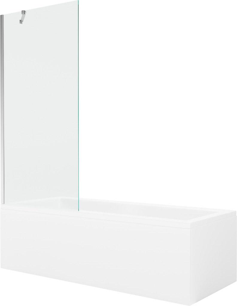 MEXEN/S - Cubik obdĺžniková vaňa 150 x 70 cm s panelom + vaňová zástena 80 cm, transparent, chróm 550315070X9508000001