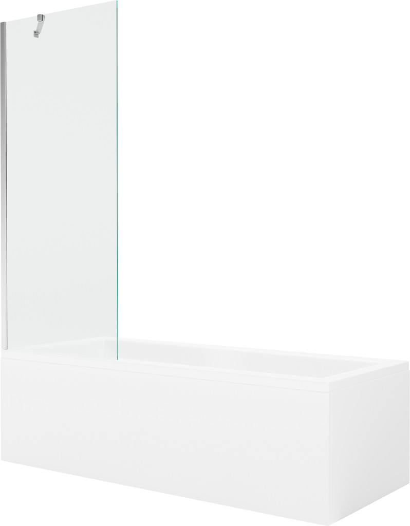 MEXEN/S - Cubik obdĺžniková vaňa 160 x 70 cm s panelom + vaňová zástena 70 cm, transparent, chróm 550316070X9507000001