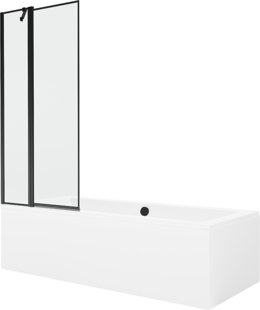 MEXEN/S - Cube obdĺžniková vaňa 170 x 80 cm s panelom + vaňová zástena 80, čierna vzor 550517080X9408117070