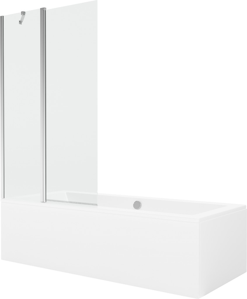 MEXEN/S - Cube obdĺžniková vaňa 170 x 80 cm s panelom + vaňová zástena 100 cm, transparent, chróm 550517080X9410110100