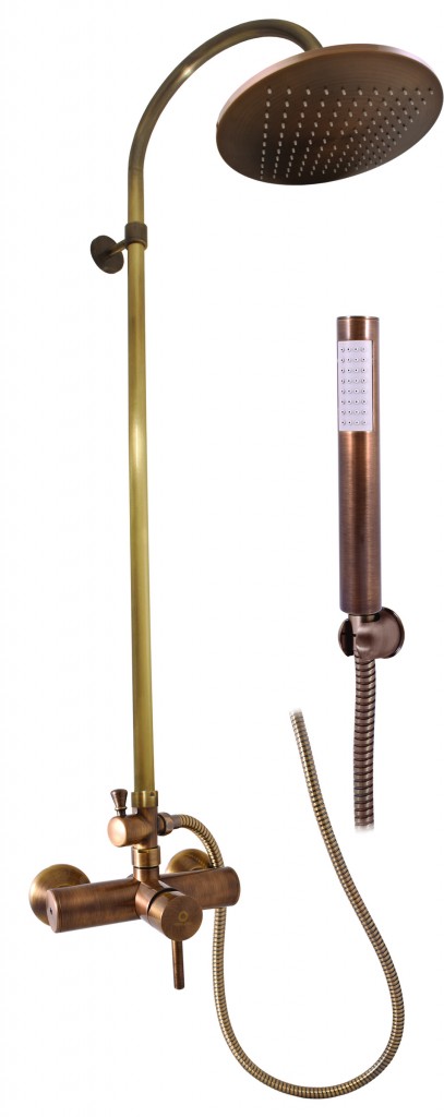 SLEZAK-RAV - Vodovodná batéria sprchová SEINA s hlavovou a ručnou sprchou - stará mosadz, Farba: stará mosadz, Rozmer: 150 mm SE982.5/3SM