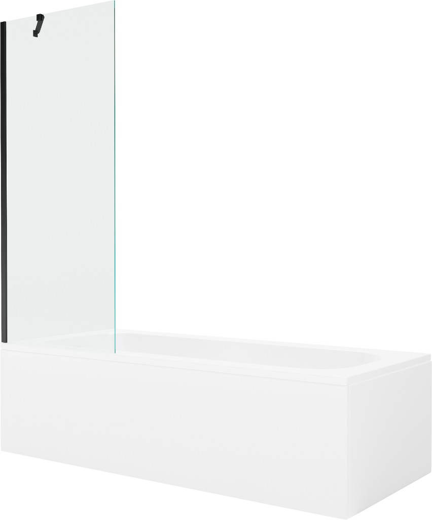 MEXEN/S - Vega obdĺžniková vaňa 150 x 70 cm s panelom + vaňová zástena 70 cm, transparent, čierna 550115070X9507000070