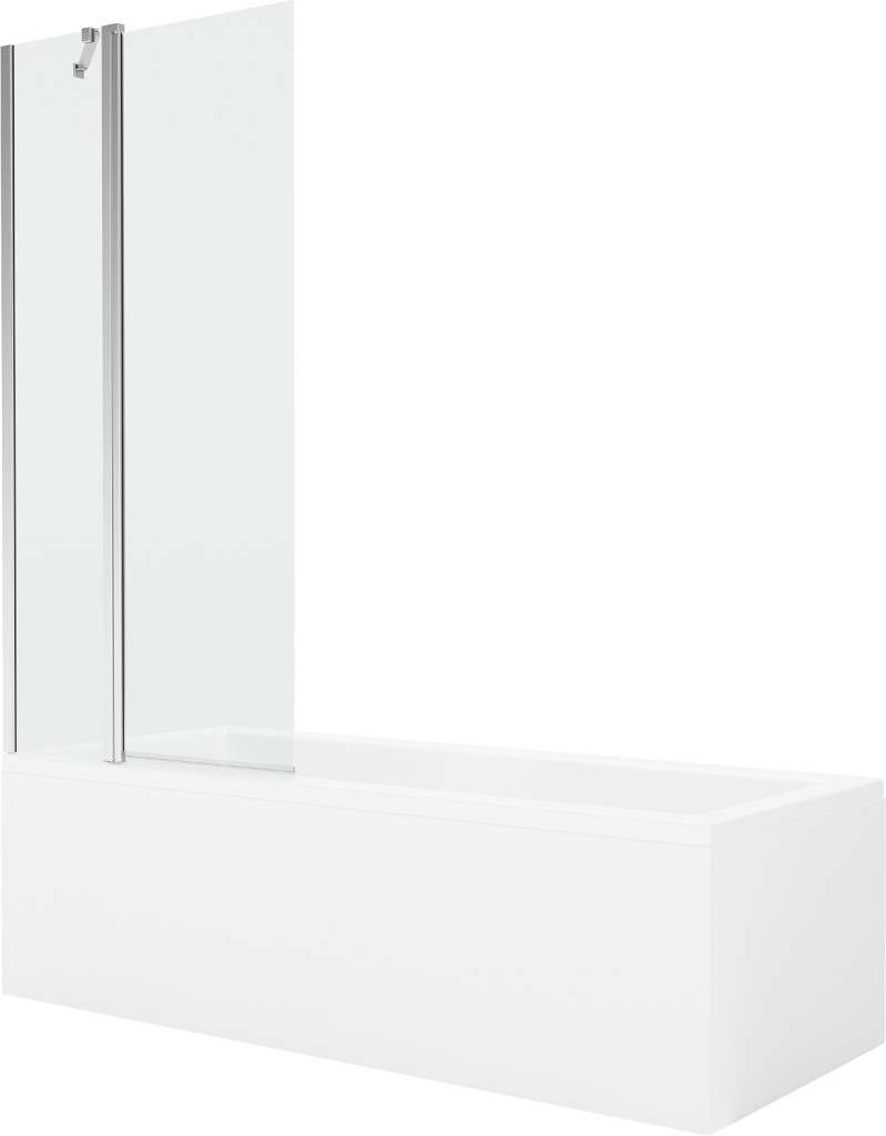 MEXEN/S - Cubik obdĺžniková vaňa 150 x 70 cm s panelom + vaňová zástena 80 cm, transparent, chróm 550315070X9408110100