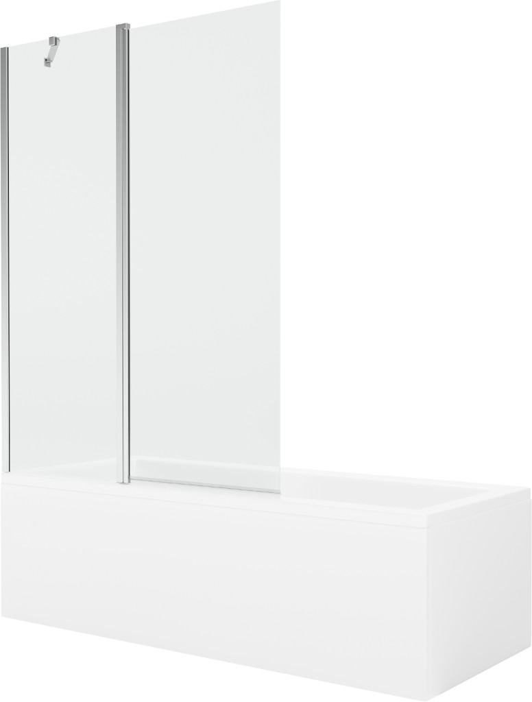 MEXEN/S - Cubik obdĺžniková vaňa 150 x 70 cm s panelom + vaňová zástena 120 cm, transparent, chróm 550315070X9412110100