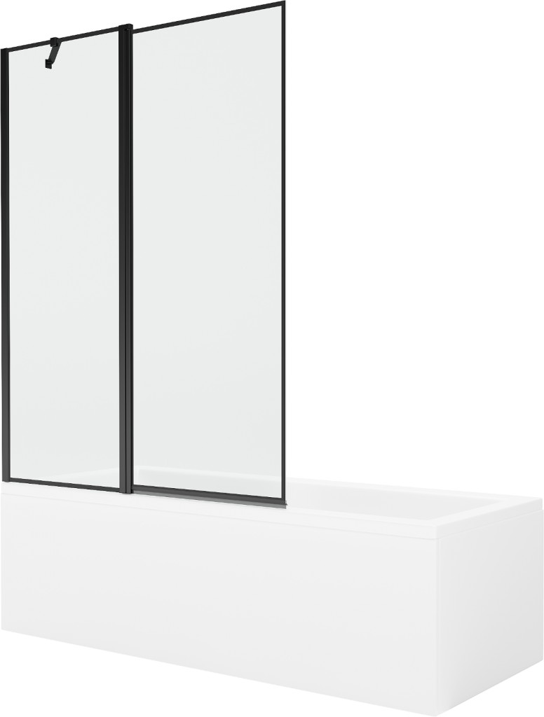 MEXEN/S - Cubik obdĺžniková vaňa 150 x 70 cm s panelom + vaňová zástena 120 cm, čierna vzor 550315070X9412117070