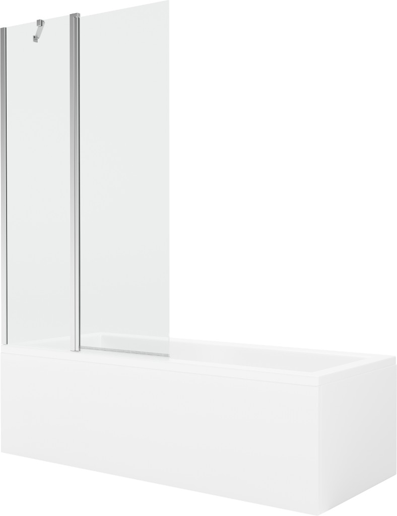 MEXEN/S - Cubik obdĺžniková vaňa 160 x 70 cm s panelom + vaňová zástena 100 cm, transparent, chróm 550316070X9410110100