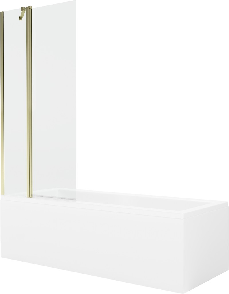MEXEN/S - Cubik obdĺžniková vaňa 170 x 70 cm s panelom + vaňová zástena 80 cm, transparent, zlatá 550317070X9408115000