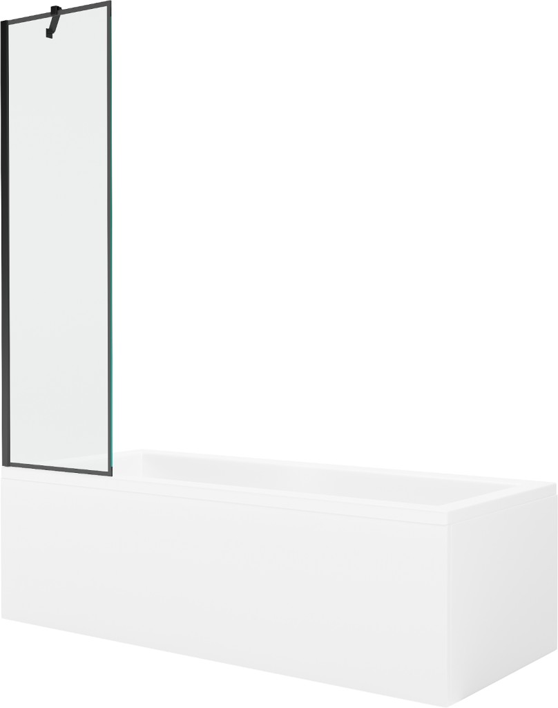 MEXEN/S - Cubik obdĺžniková vaňa 170 x 70 cm s panelom + vaňová zástena 50 cm, čierna vzor 550317070X9505007070