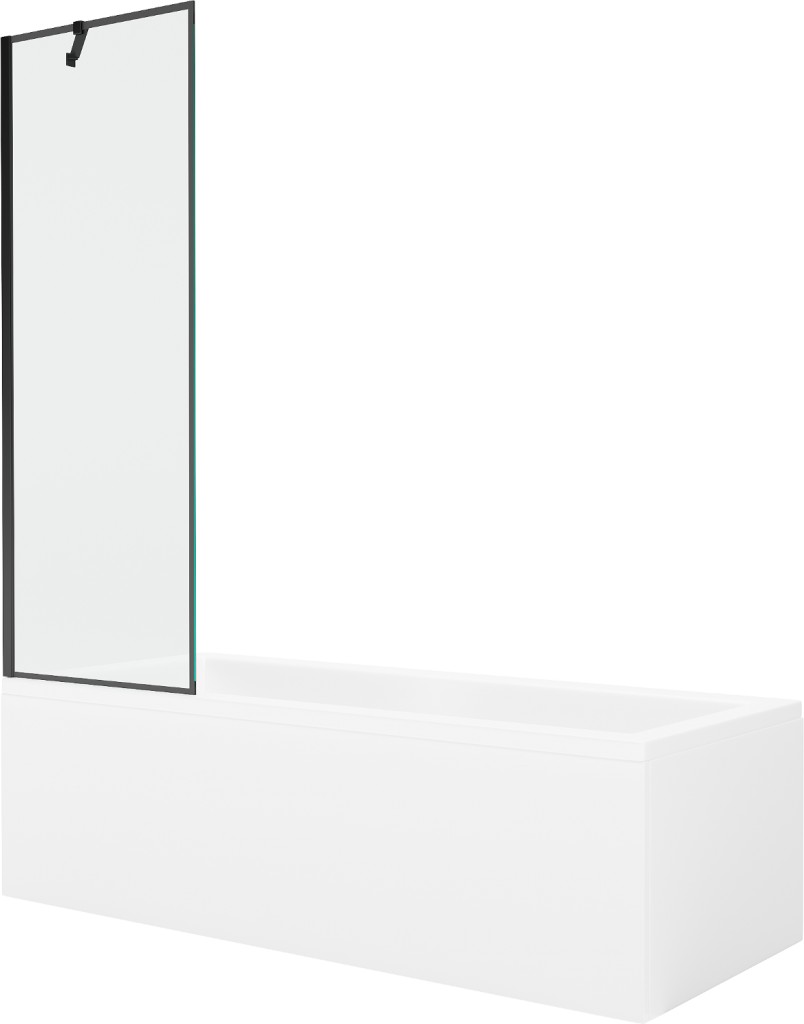 MEXEN/S - Cubik obdĺžniková vaňa 170 x 70 cm s panelom + vaňová zástena 60 cm, čierna vzor 550317070X9506007070