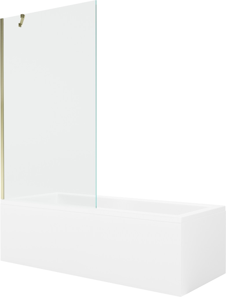 MEXEN/S - Cubik obdĺžniková vaňa 170 x 70 cm s panelom + vaňová zástena 100 cm, transparent, zlatá 550317070X9510000050