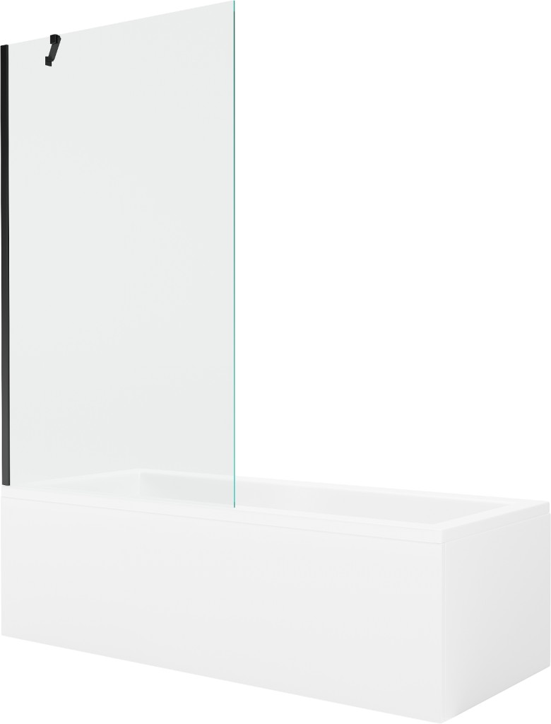 MEXEN/S - Cubik obdĺžniková vaňa 170 x 70 cm s panelom + vaňová zástena 100 cm, transparent, čierna 550317070X9510000070