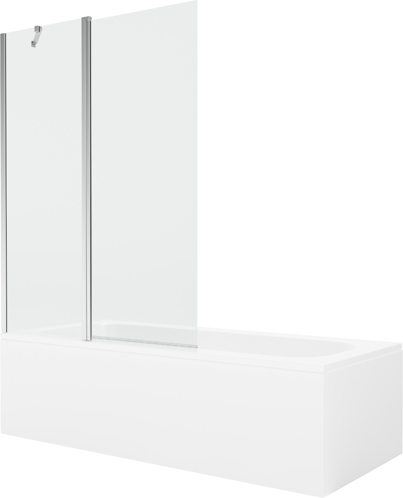 MEXEN/S - Vega obdĺžniková vaňa 150 x 70 cm s panelom + vaňová zástena 120, transparent, chróm 550115070X9412110100