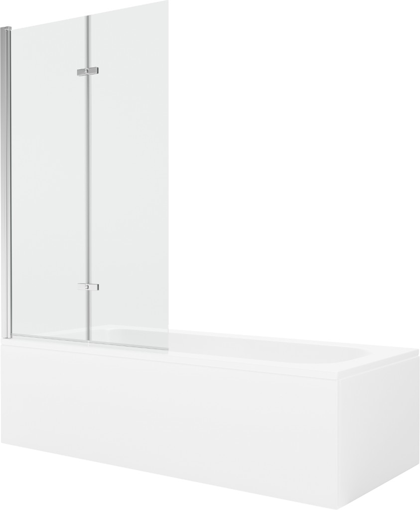 MEXEN/S - Vega obdĺžniková vaňa 160 x 70 cm s panelom + vaňová zástena 100, transparent, chróm 550116070X9210020100