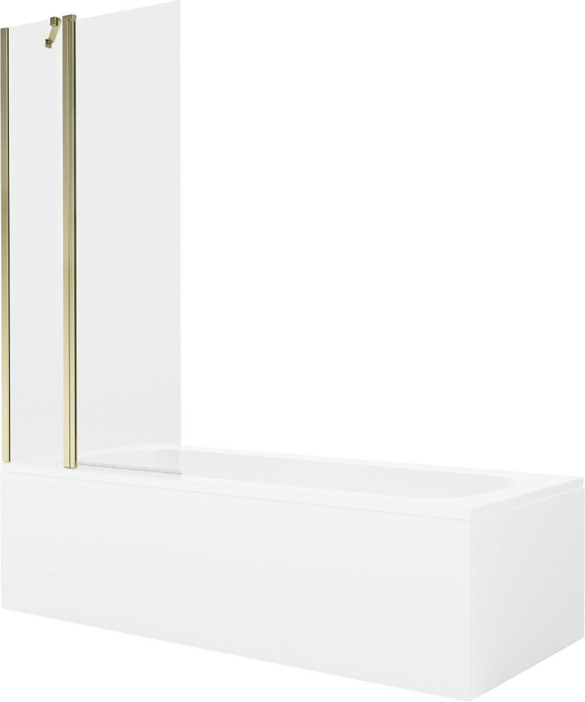 MEXEN/S - Vega obdĺžniková vaňa 170 x 70 cm s panelom + vaňová zástena 80 cm, transparent, zlatá 550117070X9408115000