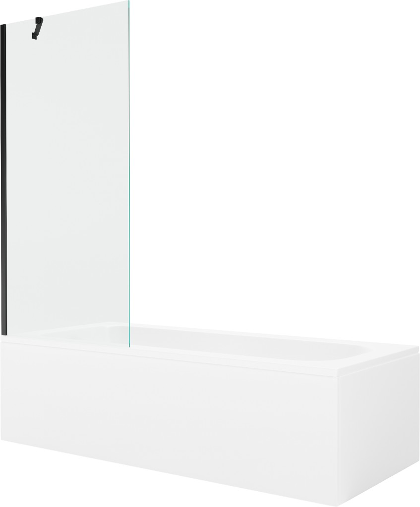 MEXEN/S - Vega obdĺžniková vaňa 170 x 70 cm s panelom + vaňová zástena 80 cm, transparent, čierna 550117070X9508000070