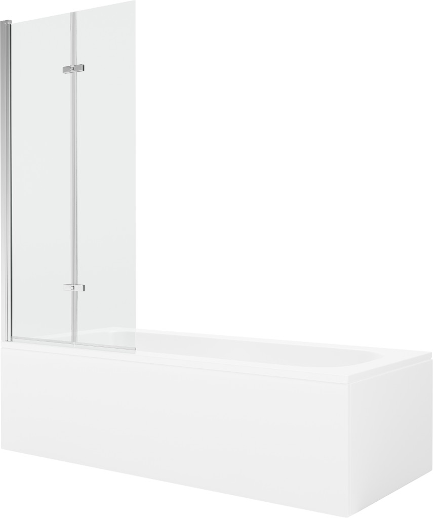 MEXEN/S - Vega obdĺžniková vaňa 180 x 80 cm s panelom + vaňová zástena 80, transparent, chróm 550118080X9208020100
