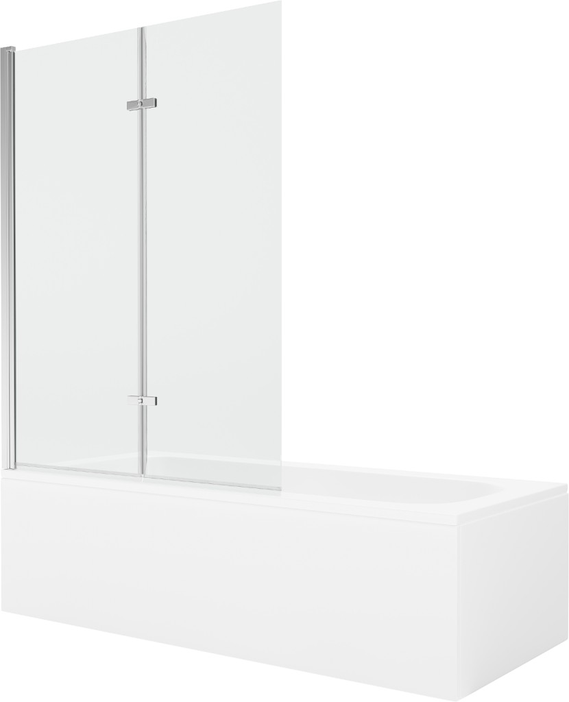 MEXEN/S - Vega obdĺžniková vaňa 180 x 80 cm s panelom + vaňová zástena 120, transparent, chróm 550118080X9212020100