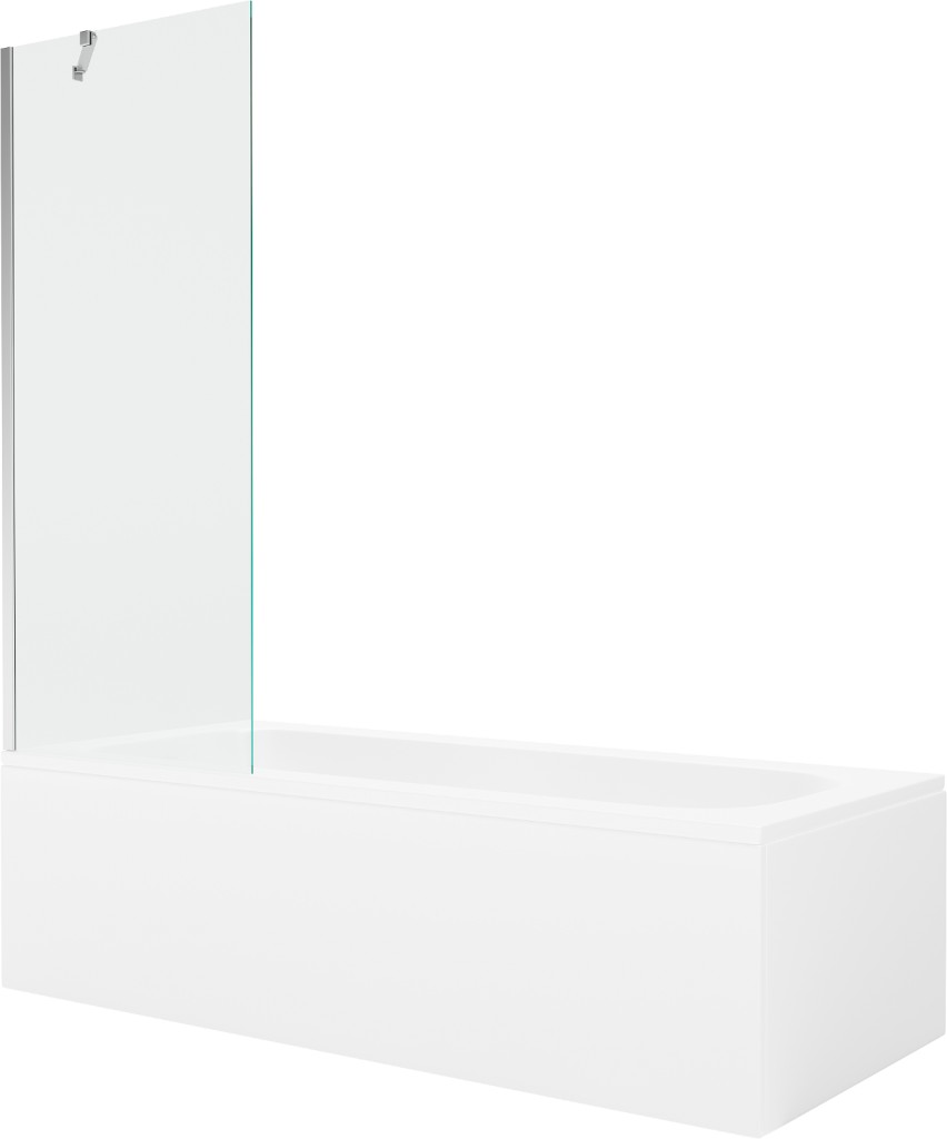 MEXEN/S - Vega obdĺžniková vaňa 180 x 80 cm s panelom + vaňová zástena 70, transparent, chróm 550118080X9507000001