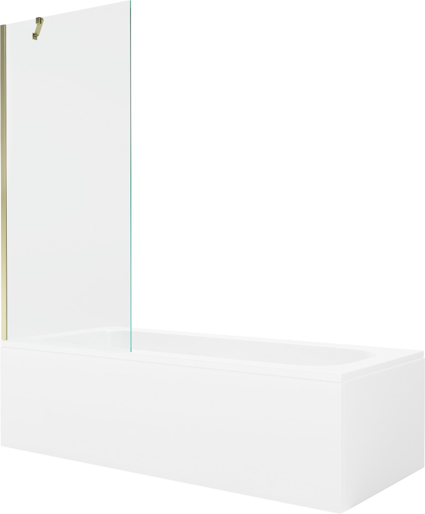 MEXEN/S - Vega obdĺžniková vaňa 180 x 80 cm s panelom + vaňová zástena 80, transparent, zlatá 550118080X9508000050