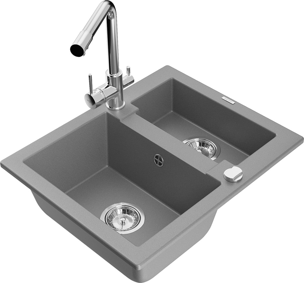MEXEN/S MEXEN/S - Carlos granitový drez 1.5 vrátane batérie Duero, šedá 6518-71-671600-00