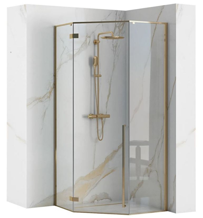 REA - Sprchovací kút DIAMOND 100x100 zlatá REA-K6616