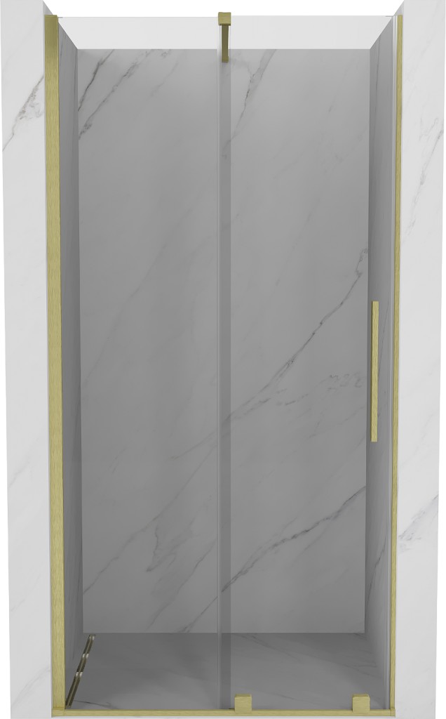 MEXEN/S - Velár posuvné sprchové dvere 90, transparent, zlatá kartáčovaná 871-090-000-01-55