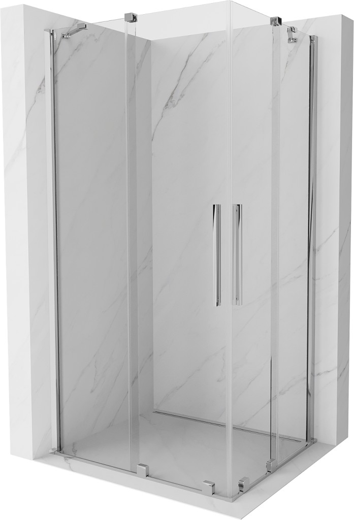 MEXEN/S - Velar Duo štvorcový sprchovací kút 90 x 80, transparent, chróm 871-090-080-02-01
