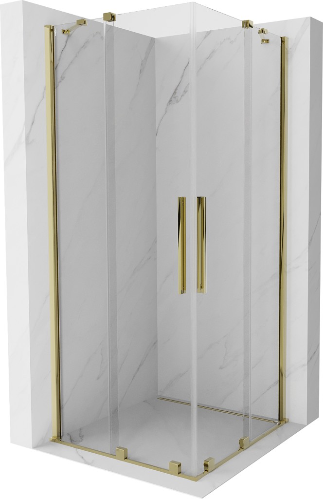 MEXEN/S - Velar Duo štvorcový sprchovací kút 90 x 90, transparent, zlatá 871-090-090-02-50