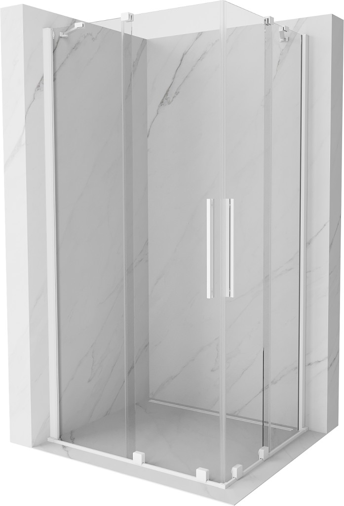 MEXEN/S - Velar Duo štvorcový sprchovací kút 100 x 90, transparent, biela 871-100-090-02-20