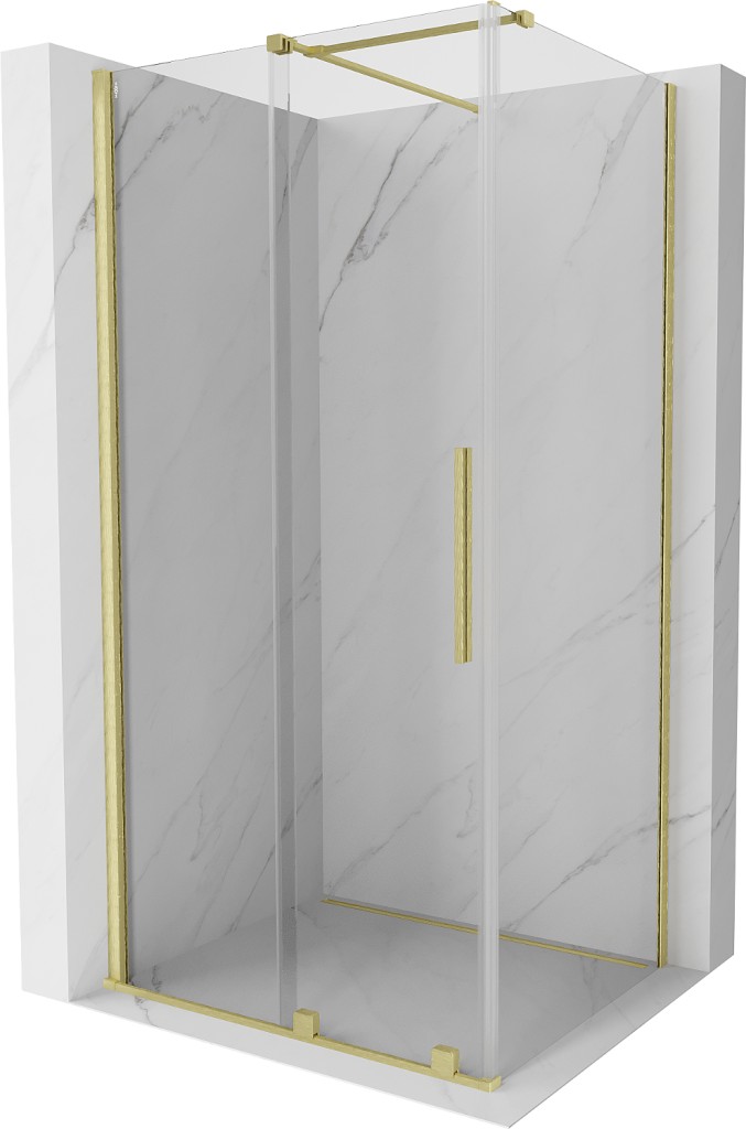 MEXEN/S - Velár sprchovací kút 100 x 110, transparent, zlatá kartáčovaná 871-100-110-01-55