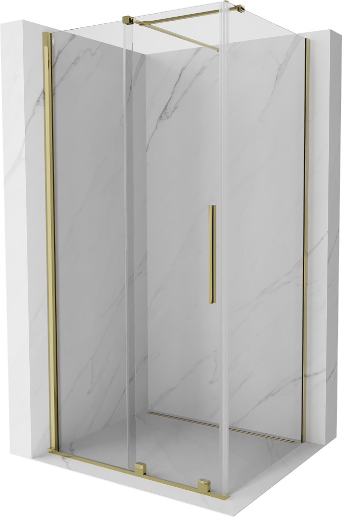 MEXEN/S - Velár sprchovací kút 110 x 80, transparent, zlatá 871-110-080-01-50