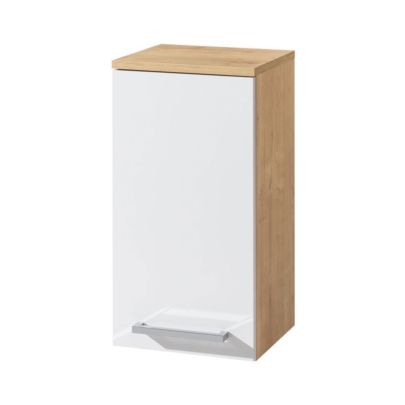 E-shop MEREO - Bino kúpeľňová skrinka horná 63 cm, ľavá, biela/dub CN675