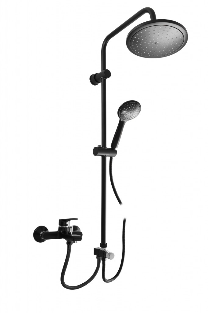 SLEZAK-RAV - Vodovodná batéria vaňová COLORADO s hlavovou a ručnou sprchou, Farba: čierna matná/chróm, Rozmer: 100 mm CO154.0/7CMATC
