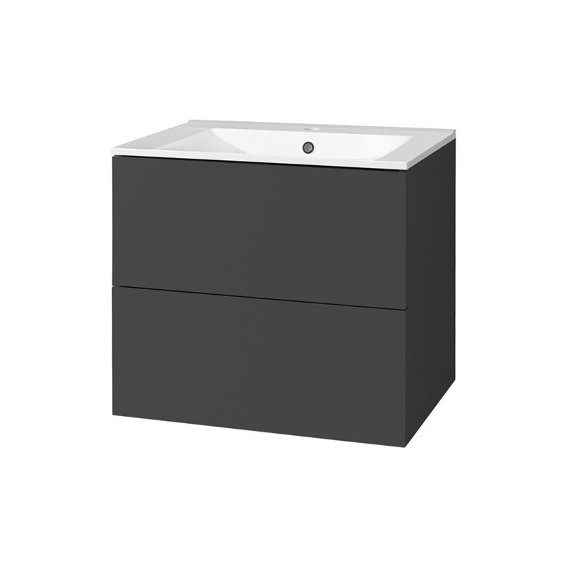 E-shop MEREO - Aira, kúpeľňová skrinka s keramickým umývadlom 61 cm, antracit CN750