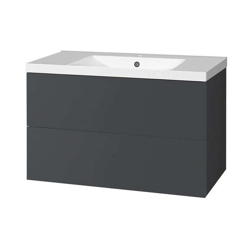 E-shop MEREO - Aira, kúpeľňová skrinka s umývadlom z liateho mramoru 101 cm, antracit CN752M