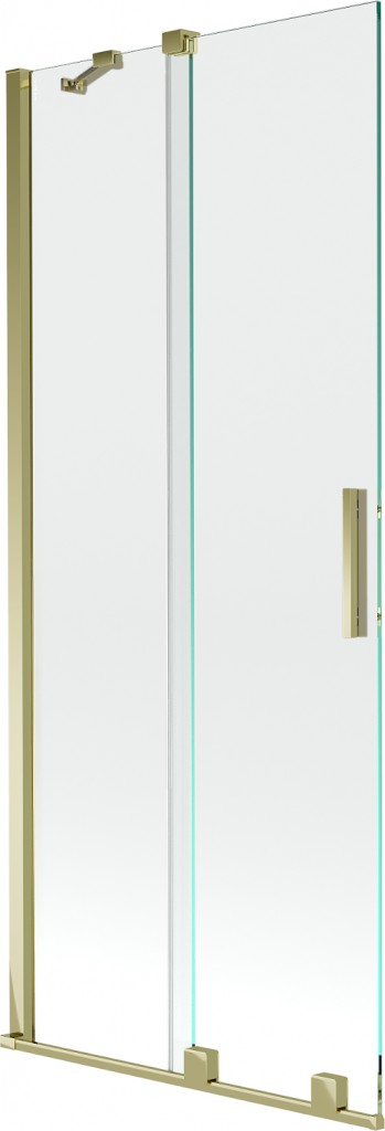 MEXEN/S - Velar Dvojkrídlová posuvná vaňová zástena 85 x 150 cm, transparent, zlatá 896-085-000-01-50
