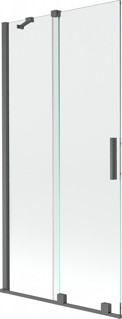 MEXEN/S - Velar Dvojkrídlová posuvná vaňová zástena 95 x 150 cm, transparent, šedá kartáčovaná 896-095-000-01-66