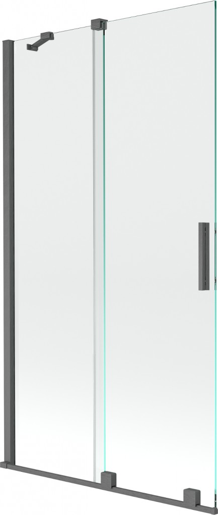MEXEN/S - Velar Dvojkrídlová posuvná vaňová zástena 100 x 150 cm, transparent, šedá kartáčovaná 896-100-000-01-66