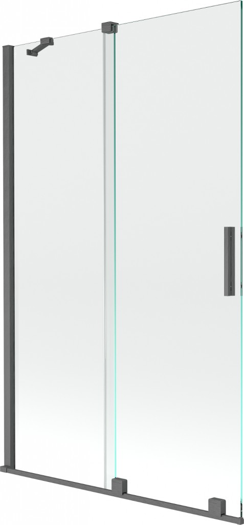 MEXEN/S - Velar Dvojkrídlová posuvná vaňová zástena 110 x 150 cm, transparent, šedá kartáčovaná 896-110-000-01-66