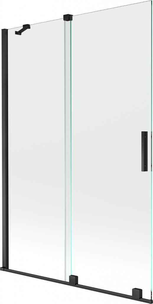 MEXEN/S - Velar Dvojkrídlová posuvná vaňová zástena 120 x 150 cm, transparent, čierna 896-120-000-01-70