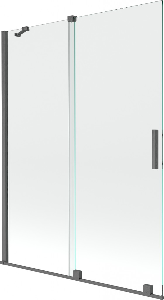 MEXEN/S - Velar Dvojkrídlová posuvná vaňová zástena 130 x 150 cm, transparent, šedá kartáčovaná 896-130-000-01-66