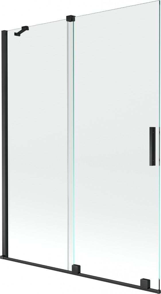 MEXEN/S - Velar Dvojkrídlová posuvná vaňová zástena 130 x 150 cm, transparent, čierna 896-130-000-01-70