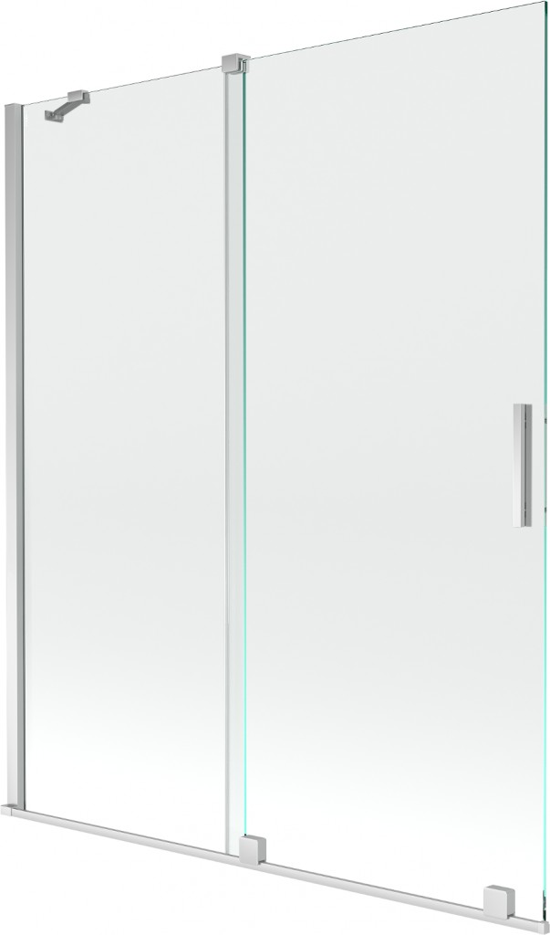 MEXEN/S - Velar Dvojkrídlová posuvná vaňová zástena 140 x 150 cm, transparent, chróm 896-140-000-01-01