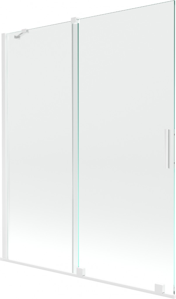 MEXEN/S - Velar Dvojkrídlová posuvná vaňová zástena 140 x 150 cm, transparent, biela 896-140-000-01-20