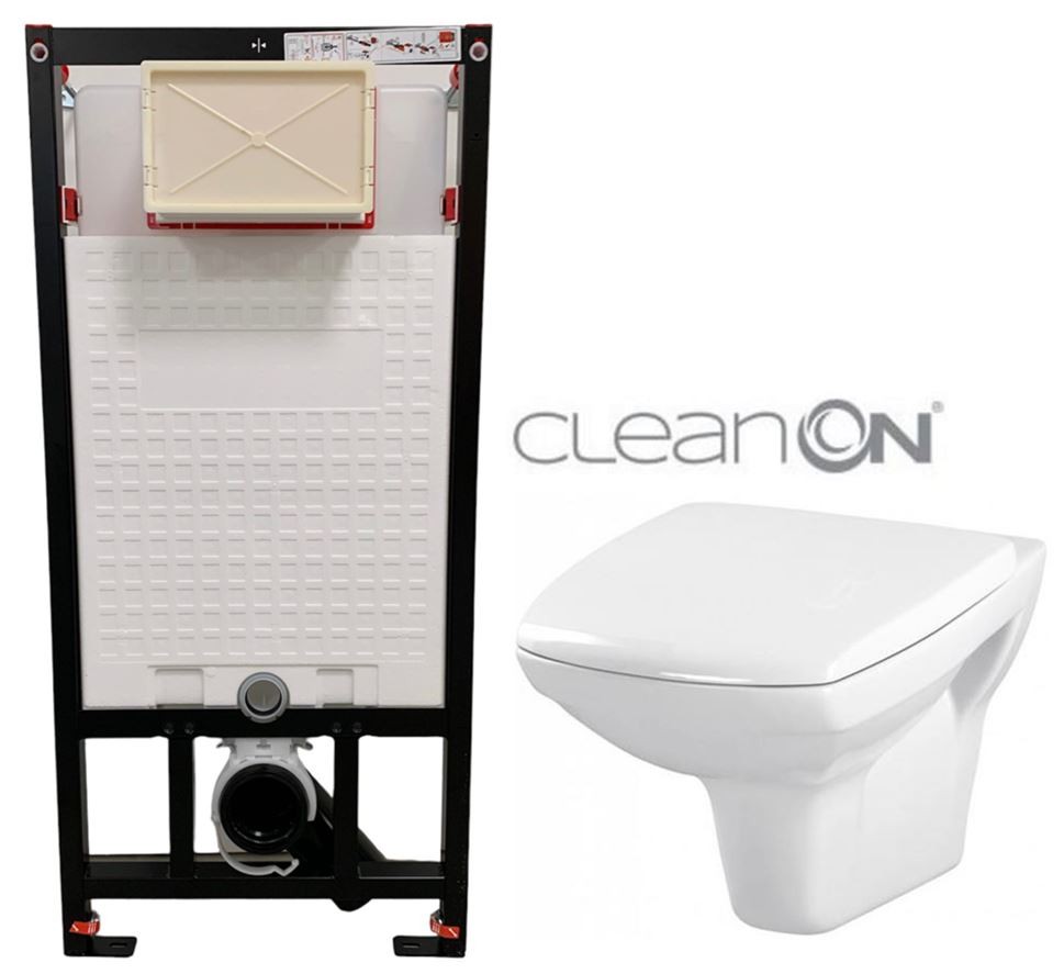 E-shop DEANTE Podstavný rám, pre závesné WC misy bez tlačidla + WC CERSANIT CLEANON CARINA + SEDADLO CST_WC01 X CA1