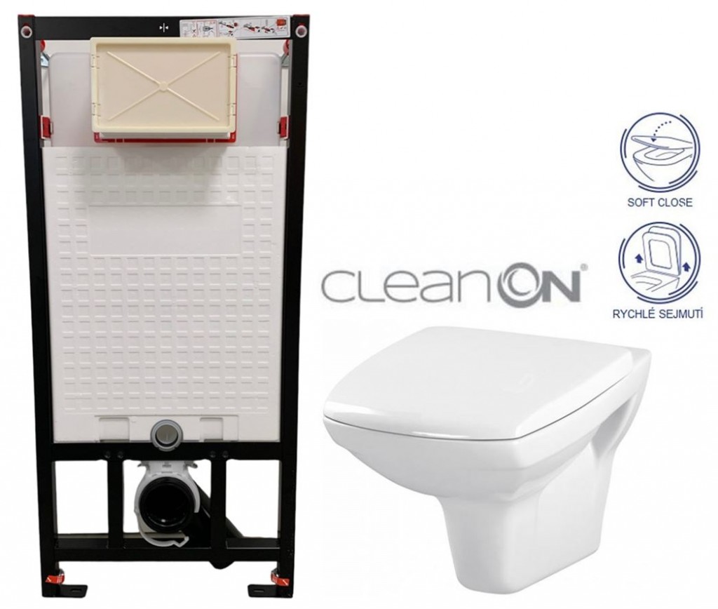 DEANTE Podstavný rám, pre závesné WC misy bez tlačidla + WC CERSANIT CLEANON CARINA + SEDADLO CST_WC01 X CA2